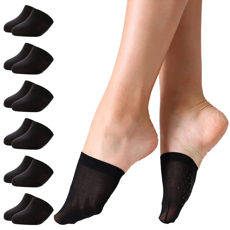 MANZI 6 Pairs Toe Topper Women Socks Half Noshow Seamless Socks(6 Black, One Size) - Image 1